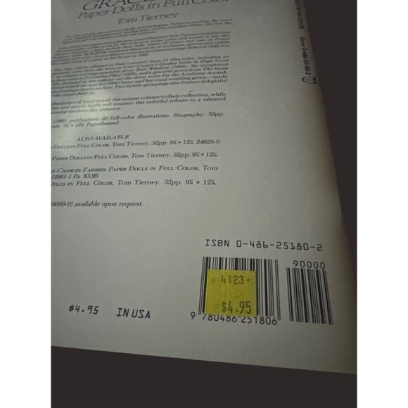 Grace Kelly Paper Dolls In Full Color By Tom Tierney 1986 Dover Publication uncu - Picture 7 of 7